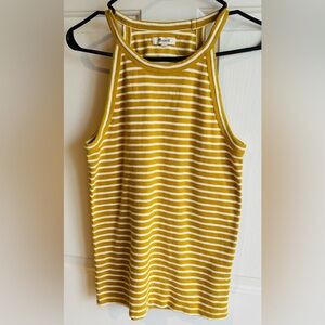 Size Medium Madewell Mustard and White Striped Tank Top